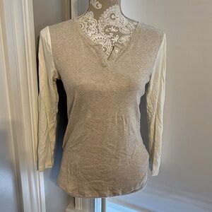 Gap shirt size medium the bowery super soft tan cream white sleeves